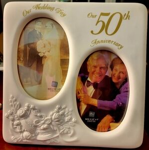 Russ 50th Anniversary Anniversary Frame, White and gold.  Never used. Gift.